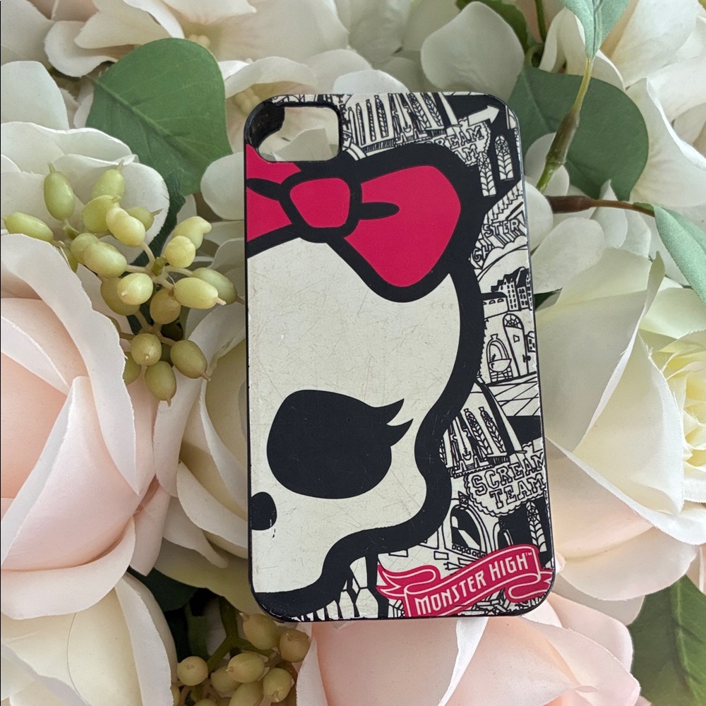 Monster High Skull Design Phone Case - Black and Pink